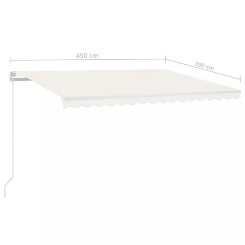  krémszínű kézzel kihúzható LED-es napellenző 450 x 300 cm