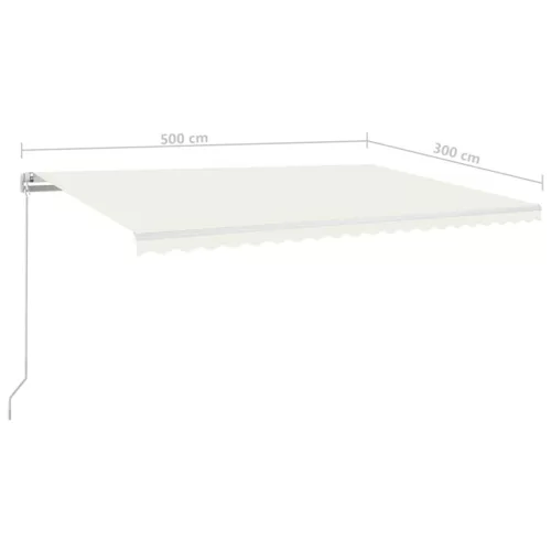  krémszínű kézzel kihúzható napellenző 500 x 300 cm