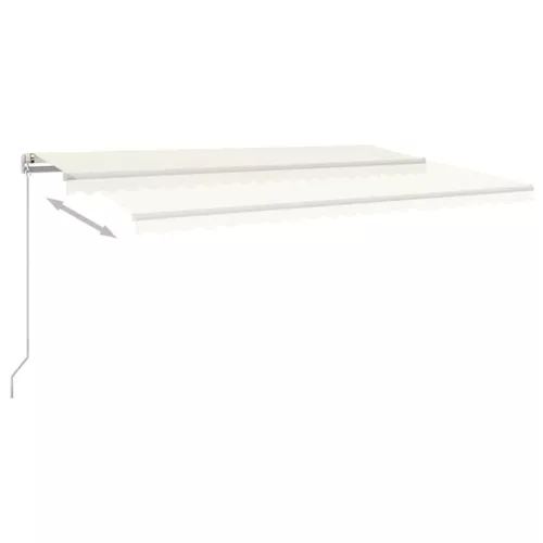  krémszínű kézzel kihúzható LED-es napellenző 500x300 cm