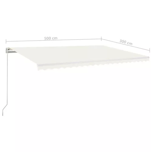  krémszínű kézzel kihúzható LED-es napellenző 500x300 cm