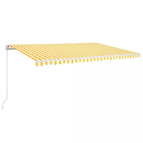  sárga és fehér kézzel kihúzható LED-es napellenző 500x300 cm