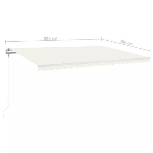 krémszínű automata szélérzékelős és LED-es napellenző 500x300cm