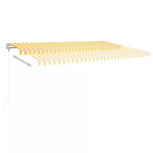  sárga-fehér szélérzékelős és LED-es napellenző 500 x 300 cm