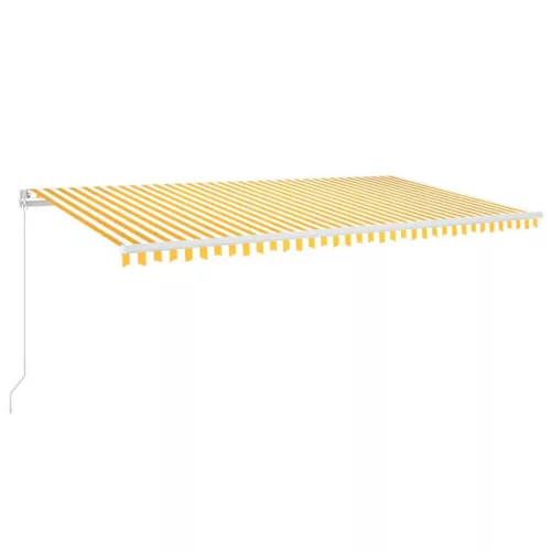  sárga és fehér kézzel kihúzható LED-es napellenző 600x300 cm