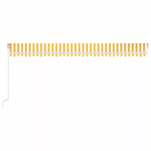  sárga és fehér kézzel kihúzható LED-es napellenző 600x300 cm