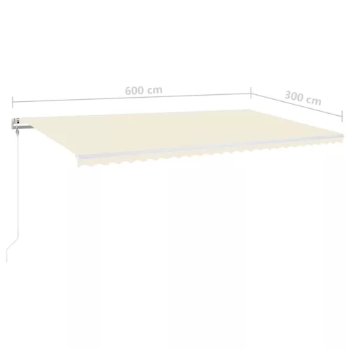  krémszínű automata szélérzékelős és LED-es napellenző 600x300cm