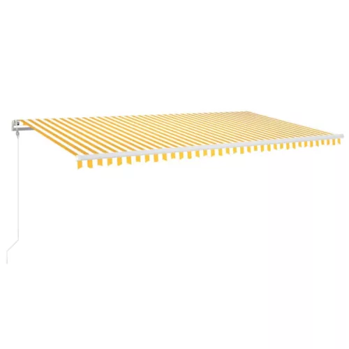  sárga-fehér szélérzékelős és LED-es napellenző 600x300 cm