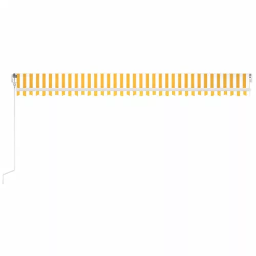  sárga-fehér szélérzékelős és LED-es napellenző 600x300 cm