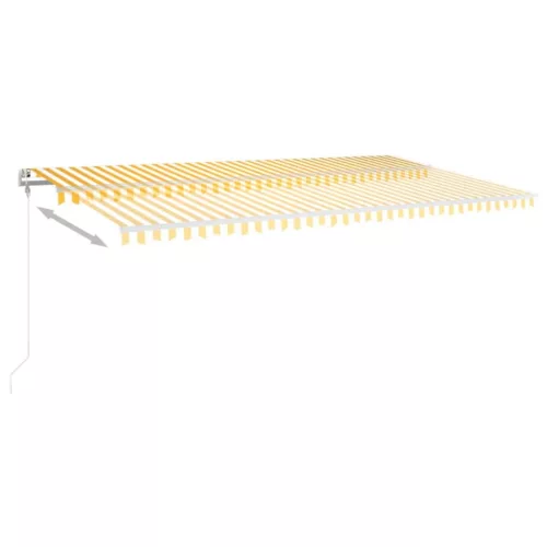  sárga-fehér szélérzékelős és LED-es napellenző 600x300 cm