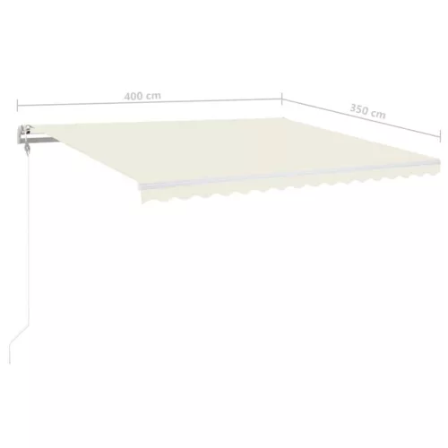  krémszínű automata szélérzékelős és LED-es napellenző 400x350cm