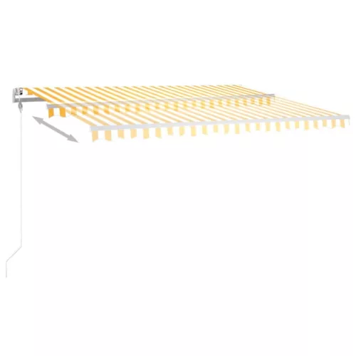  sárga-fehér szélérzékelős és LED-es napellenző 400x350 cm