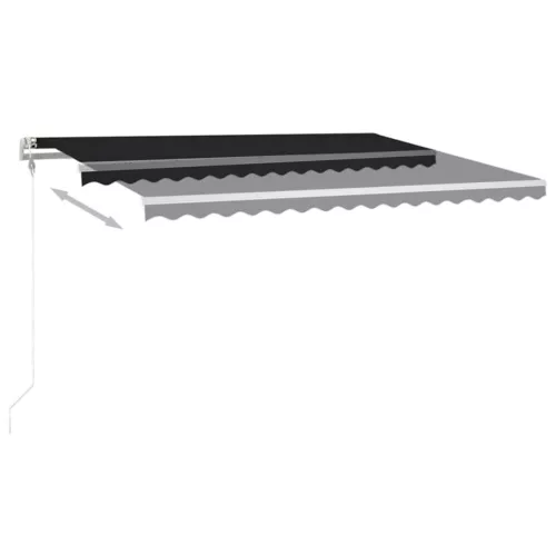  antracitszürke szélérzékelős és LED-es napellenző 400x350 cm