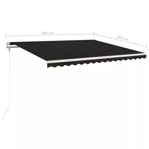  antracitszürke szélérzékelős és LED-es napellenző 400x350 cm