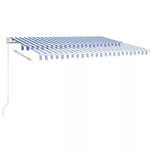  kék és fehér kézzel kihúzható napellenző 450 x 350 cm