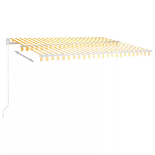  sárga és fehér kézzel kihúzható LED-es napellenző 450 x 350 cm