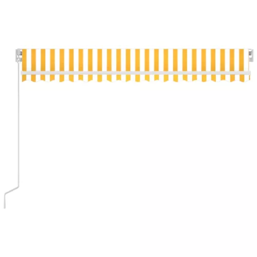  sárga és fehér kézzel kihúzható LED-es napellenző 450 x 350 cm