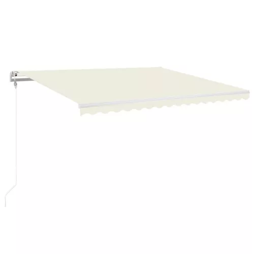  krémszínű automata szélérzékelős és LED-es napellenző 450x350cm