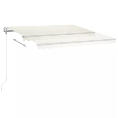  krémszínű automata szélérzékelős és LED-es napellenző 450x350cm