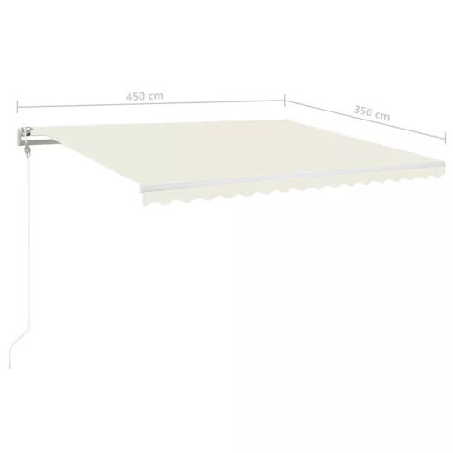  krémszínű automata szélérzékelős és LED-es napellenző 450x350cm