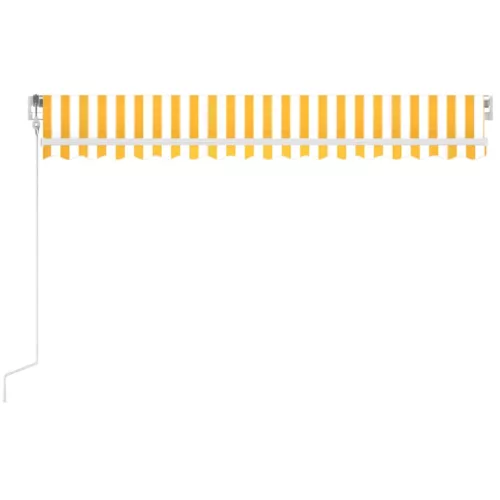  sárga-fehér szélérzékelős és LED-es napellenző 450 x 350 cm