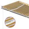  sárga-fehér szélérzékelős és LED-es napellenző 450 x 350 cm