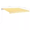  sárga-fehér szélérzékelős és LED-es napellenző 450 x 350 cm