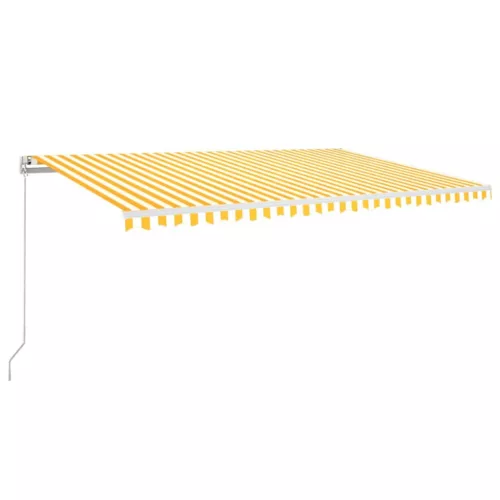  sárga és fehér kézzel kihúzható napellenző 500 x 350 cm