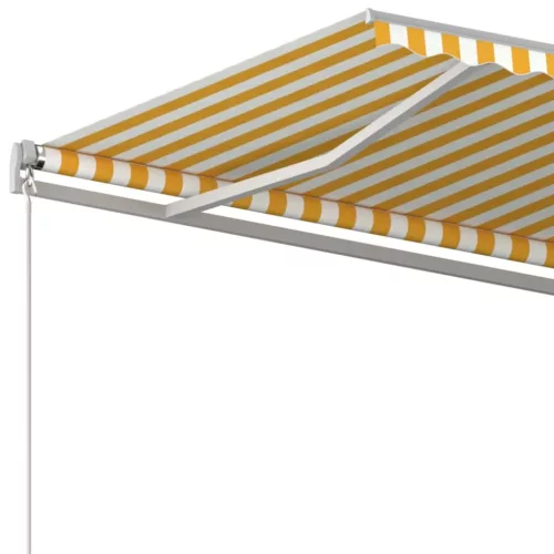  sárga és fehér kézzel kihúzható napellenző 500 x 350 cm