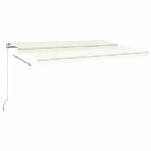  krémszínű kézzel kihúzható LED-es napellenző 500x350 cm
