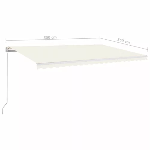  krémszínű kézzel kihúzható LED-es napellenző 500x350 cm