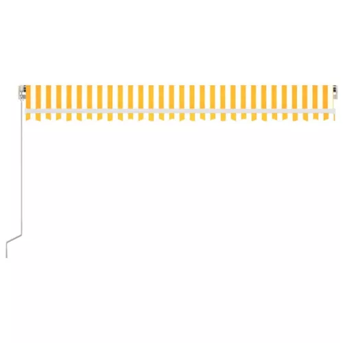  sárga és fehér kézzel kihúzható LED-es napellenző 500x350 cm