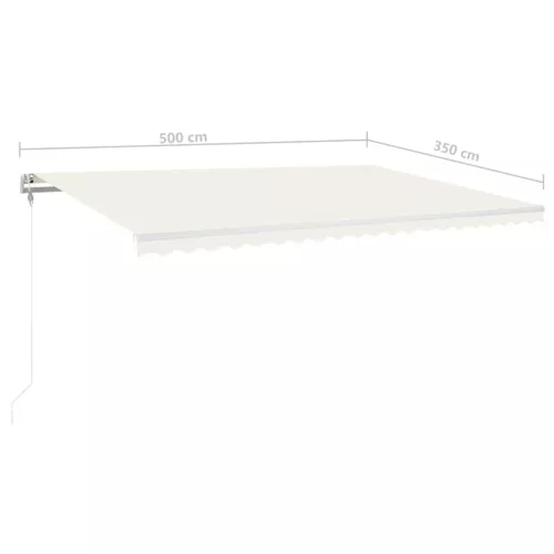  krémszínű automata szélérzékelős és LED-es napellenző 500x350cm