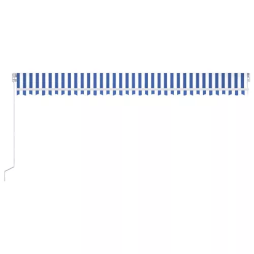  kék és fehér kézi napellenző 600 x 350 cm