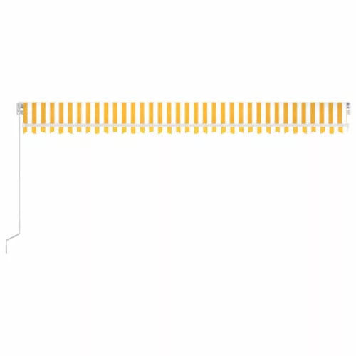  sárga és fehér kézzel kihúzható LED-es napellenző 600 x 350 cm