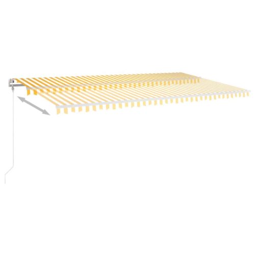  sárga-fehér szélérzékelős és LED-es napellenző 600 x 350 cm