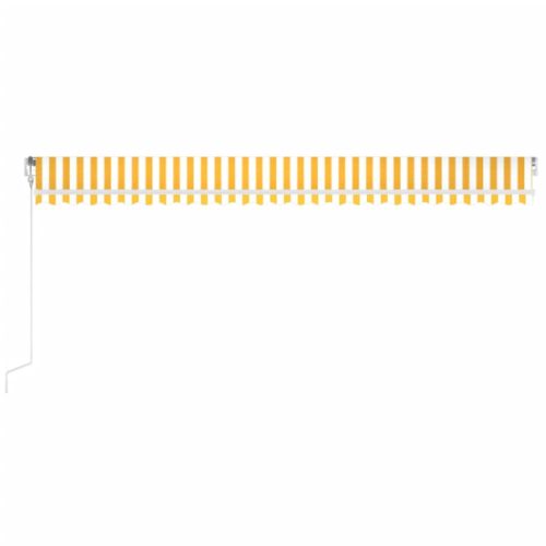  sárga-fehér szélérzékelős és LED-es napellenző 600 x 350 cm