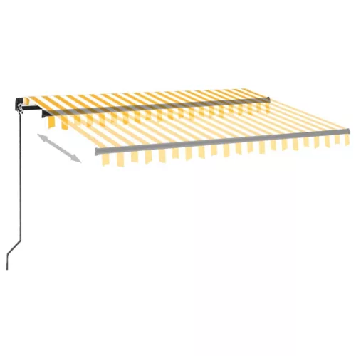  sárga és fehér kézzel kihúzható LED-es napellenző 350 x 250 cm