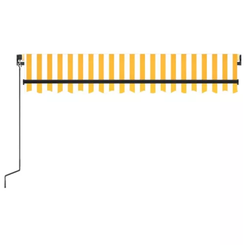  sárga és fehér kézzel kihúzható LED-es napellenző 350 x 250 cm