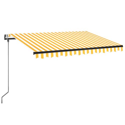 sárga-fehér szélérzékelős és LED-es napellenző 350 x 250 cm