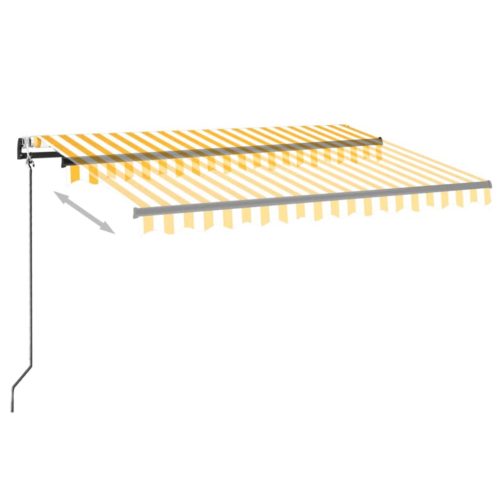  sárga-fehér szélérzékelős és LED-es napellenző 350 x 250 cm