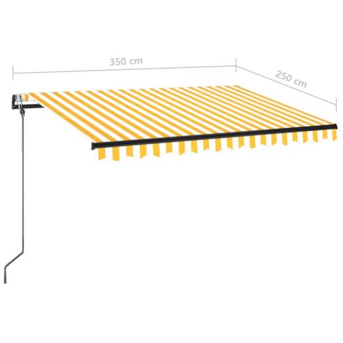  sárga-fehér szélérzékelős és LED-es napellenző 350 x 250 cm