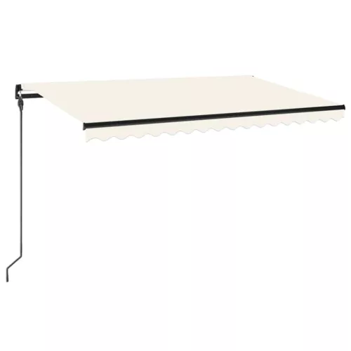  krémszínű kézzel kihúzható LED-es napellenző 450 x 300 cm