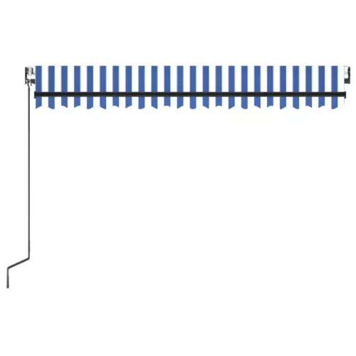 kék/fehér automata szélérzékelős és LED-es napellenző 450x300cm