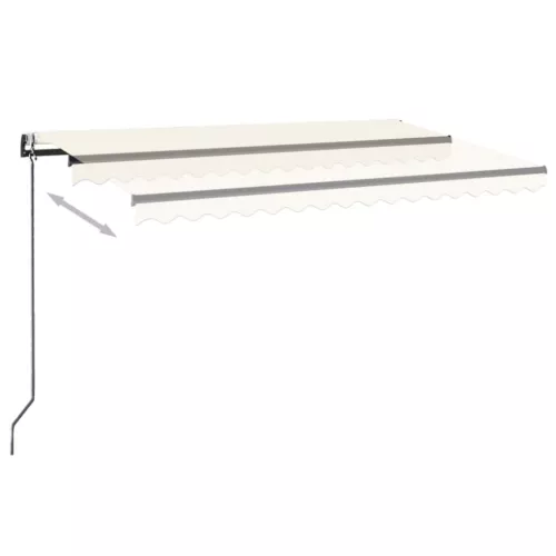  krémszínű automata szélérzékelős és LED-es napellenző 450x300cm