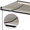  krémszínű automata szélérzékelős és LED-es napellenző 450x300cm