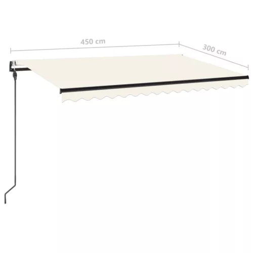  krémszínű automata szélérzékelős és LED-es napellenző 450x300cm