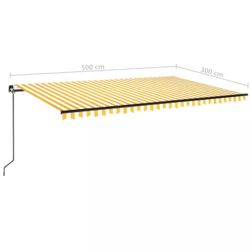  sárga és fehér kézzel kihúzható napellenző 500 x 300 cm