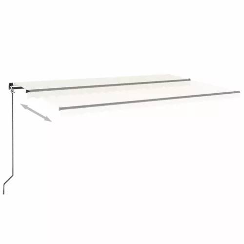  krémszínű kézzel kihúzható LED-es napellenző 500x300 cm