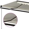  krémszínű kézzel kihúzható LED-es napellenző 500x300 cm