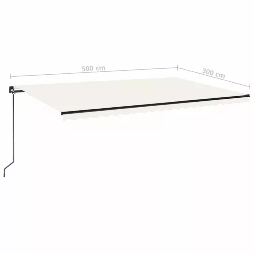  krémszínű kézzel kihúzható LED-es napellenző 500x300 cm